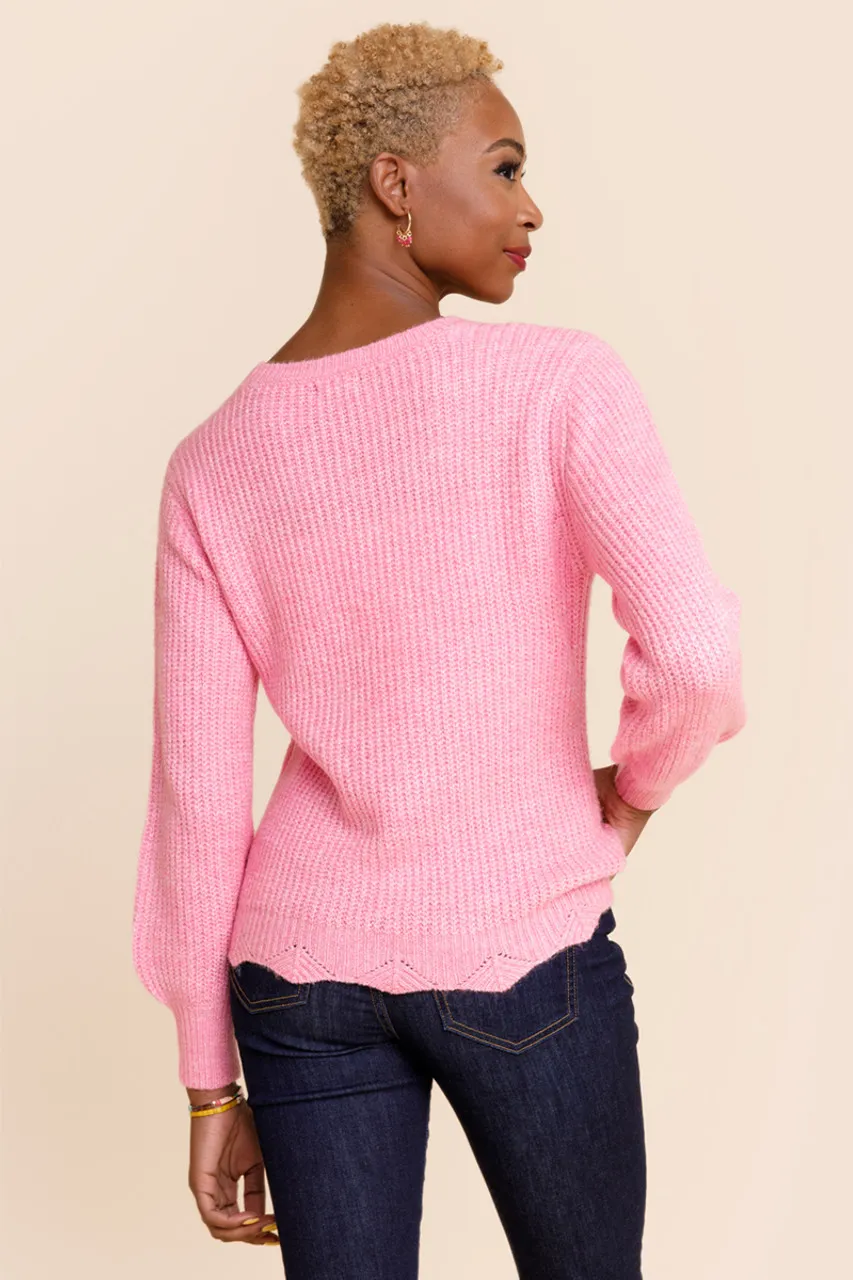 Courtney Pointelle Balloon  Sleeve Sweater