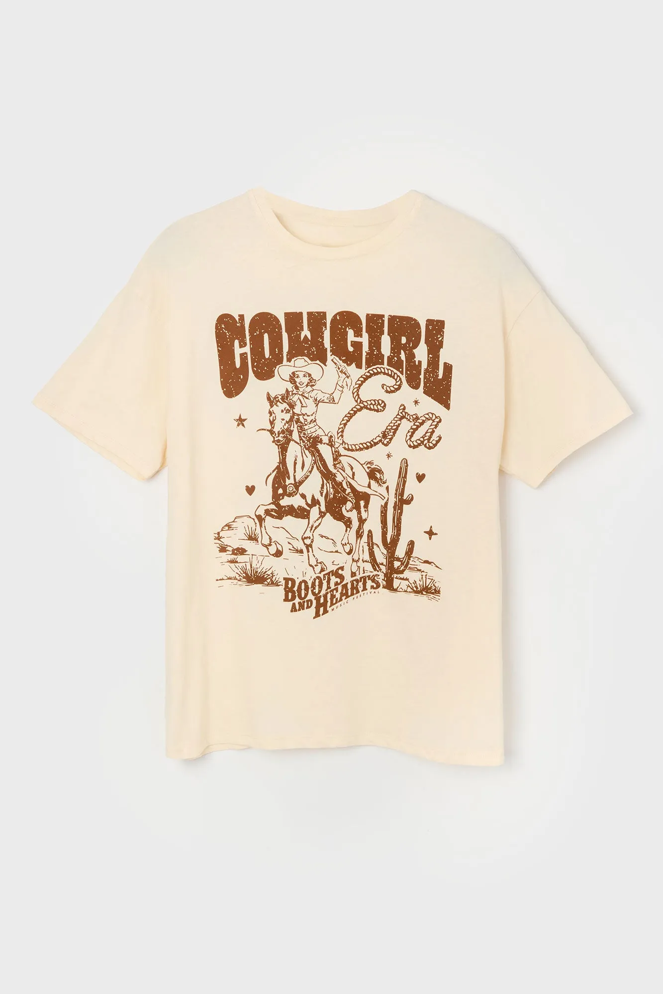 Cowgirl Era Boots and Hearts Graphic Boyfriend T-Shirt