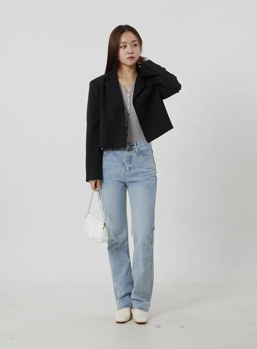 Cropped Button Jacket OF302