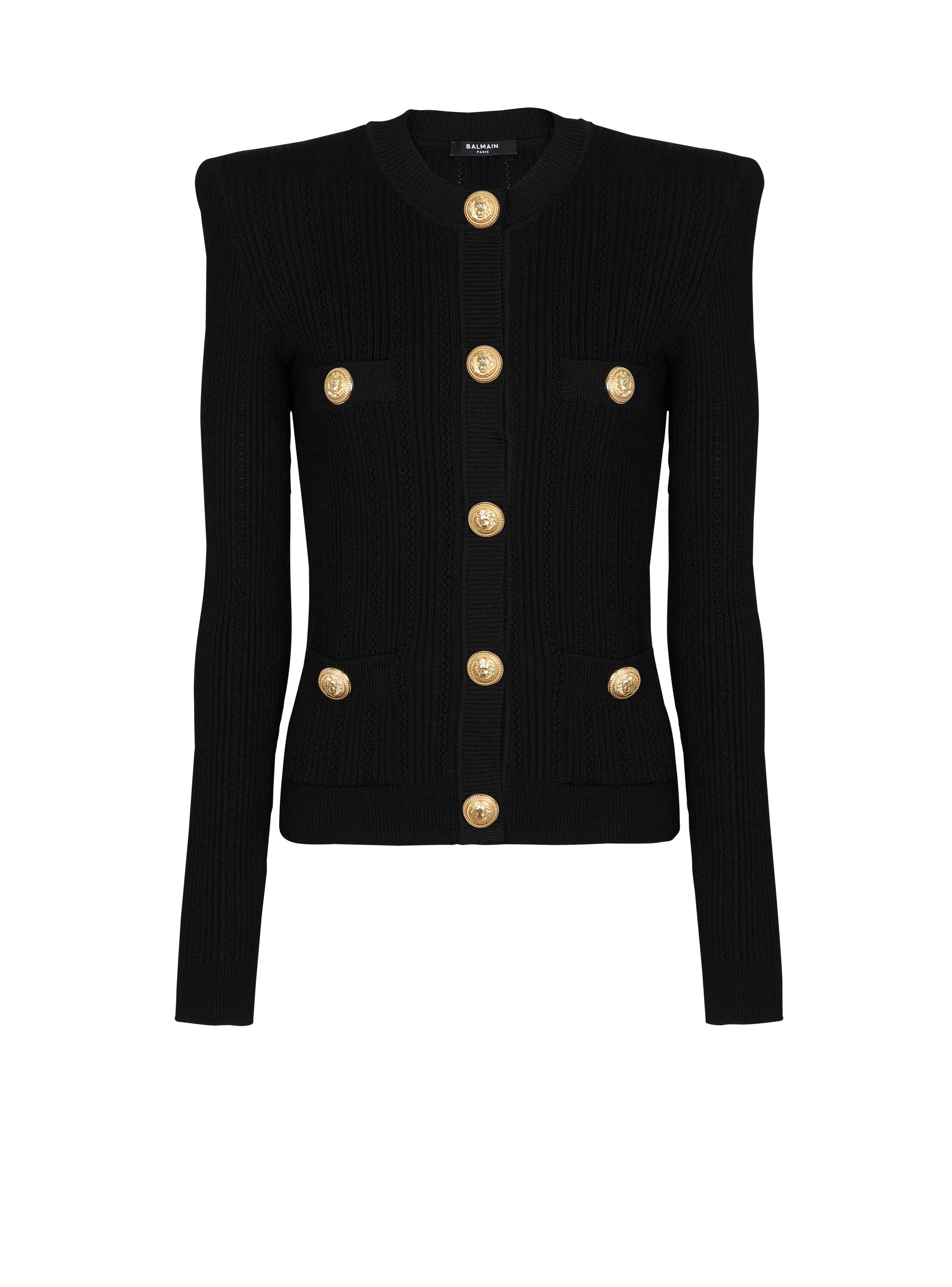 Cropped eco-designed knit cardigan with gold-tone buttons