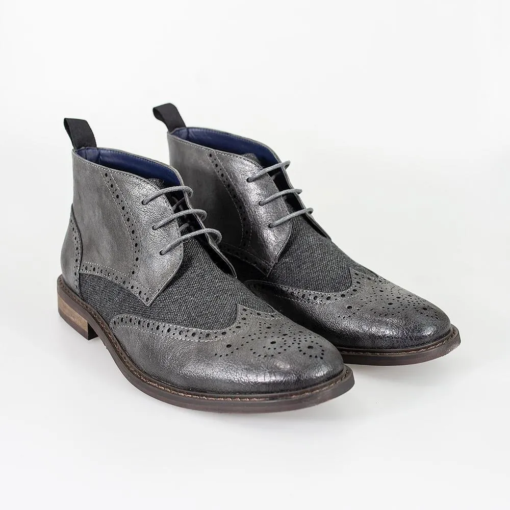 Curtis Grey Lace Up Boots