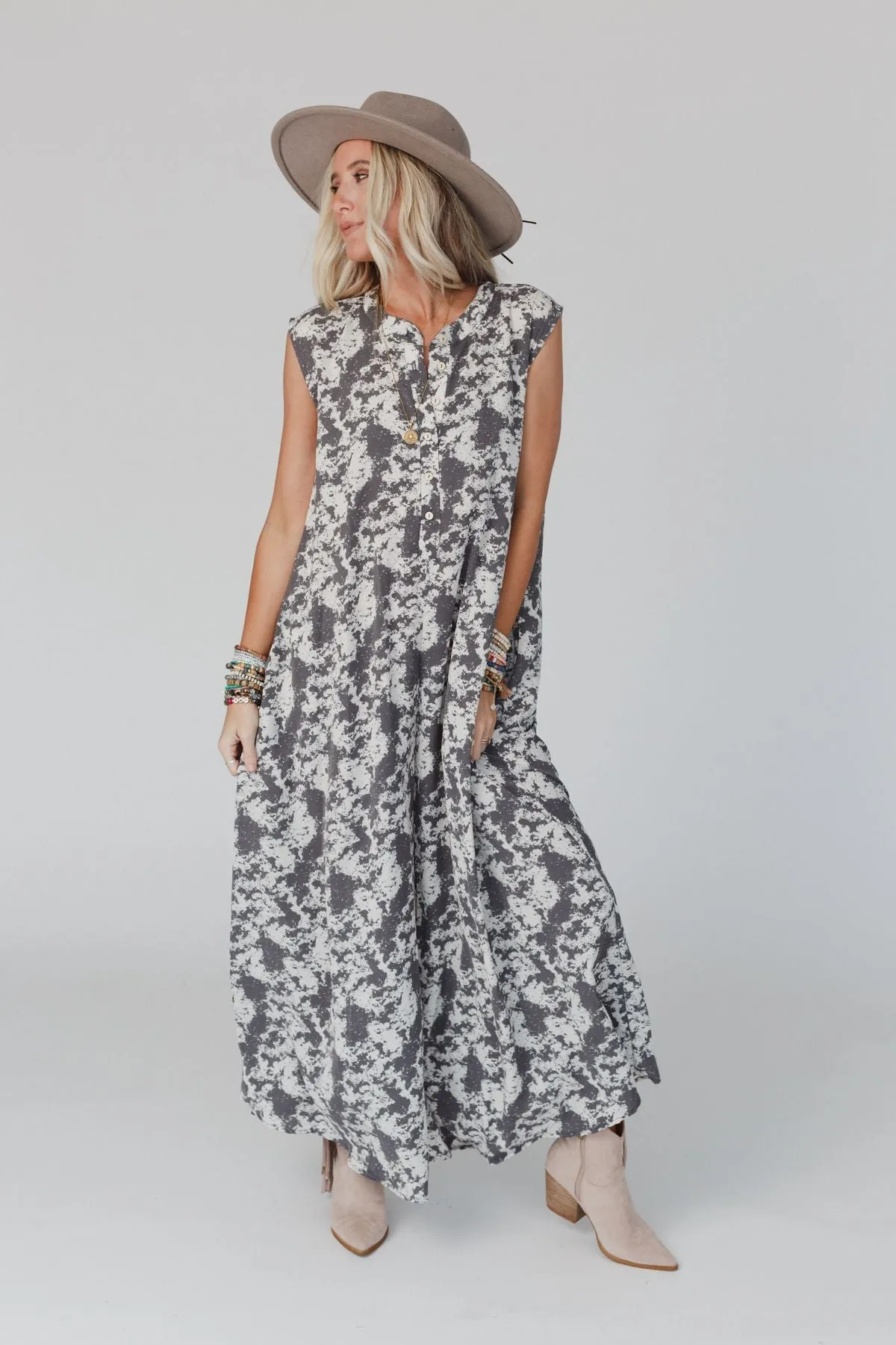 Daphne Printed Jumpsuit - Gray