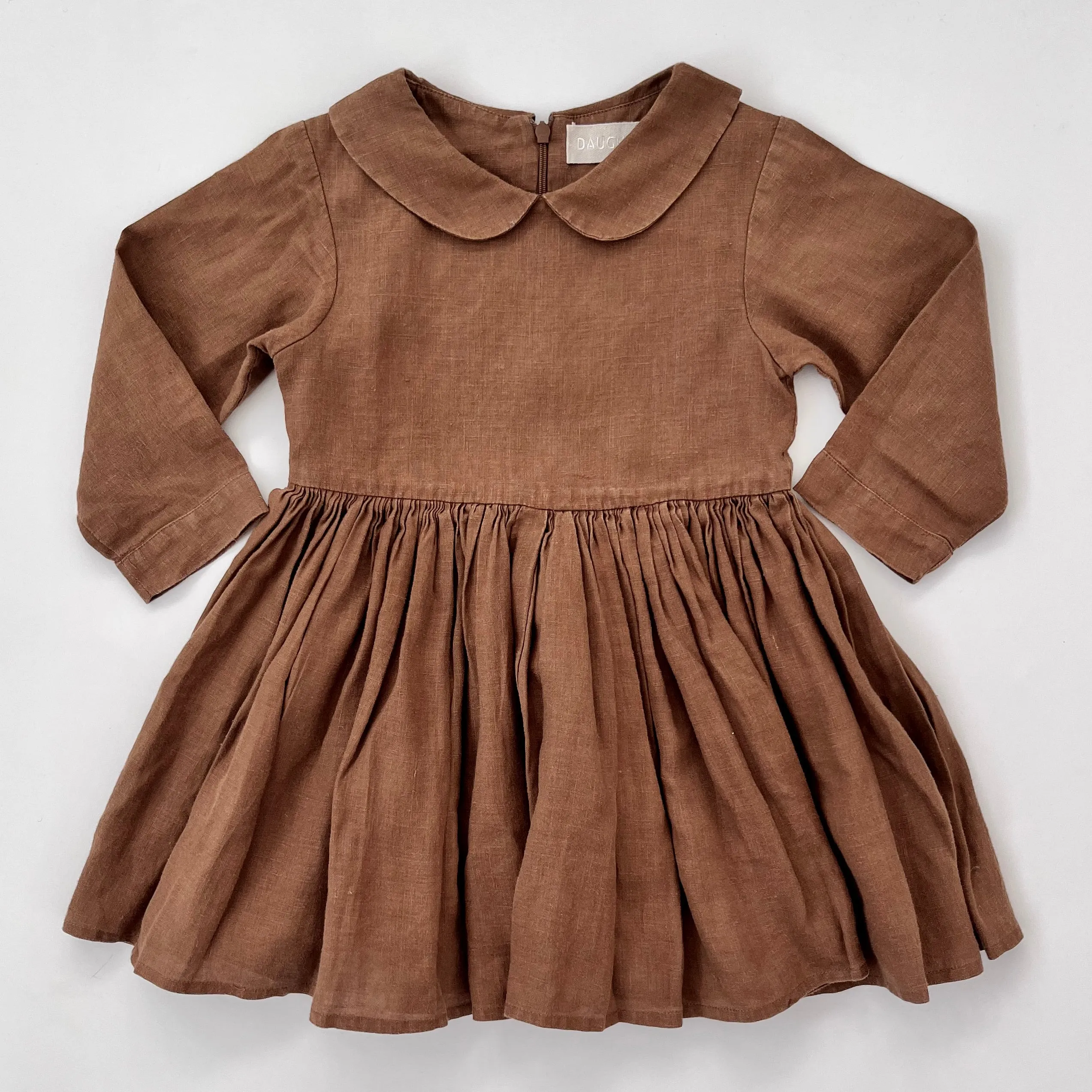 Daughter Toffee Linen Dress: 5-6 Years