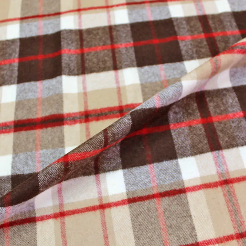 Deadstock Check Dressmaking Wool - Camel and Red