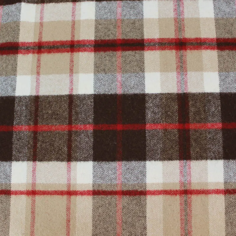 Deadstock Check Dressmaking Wool - Camel and Red