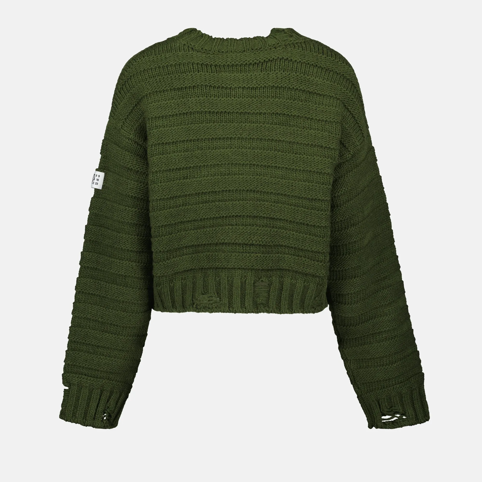 Distressed Green Ribbed Sweater