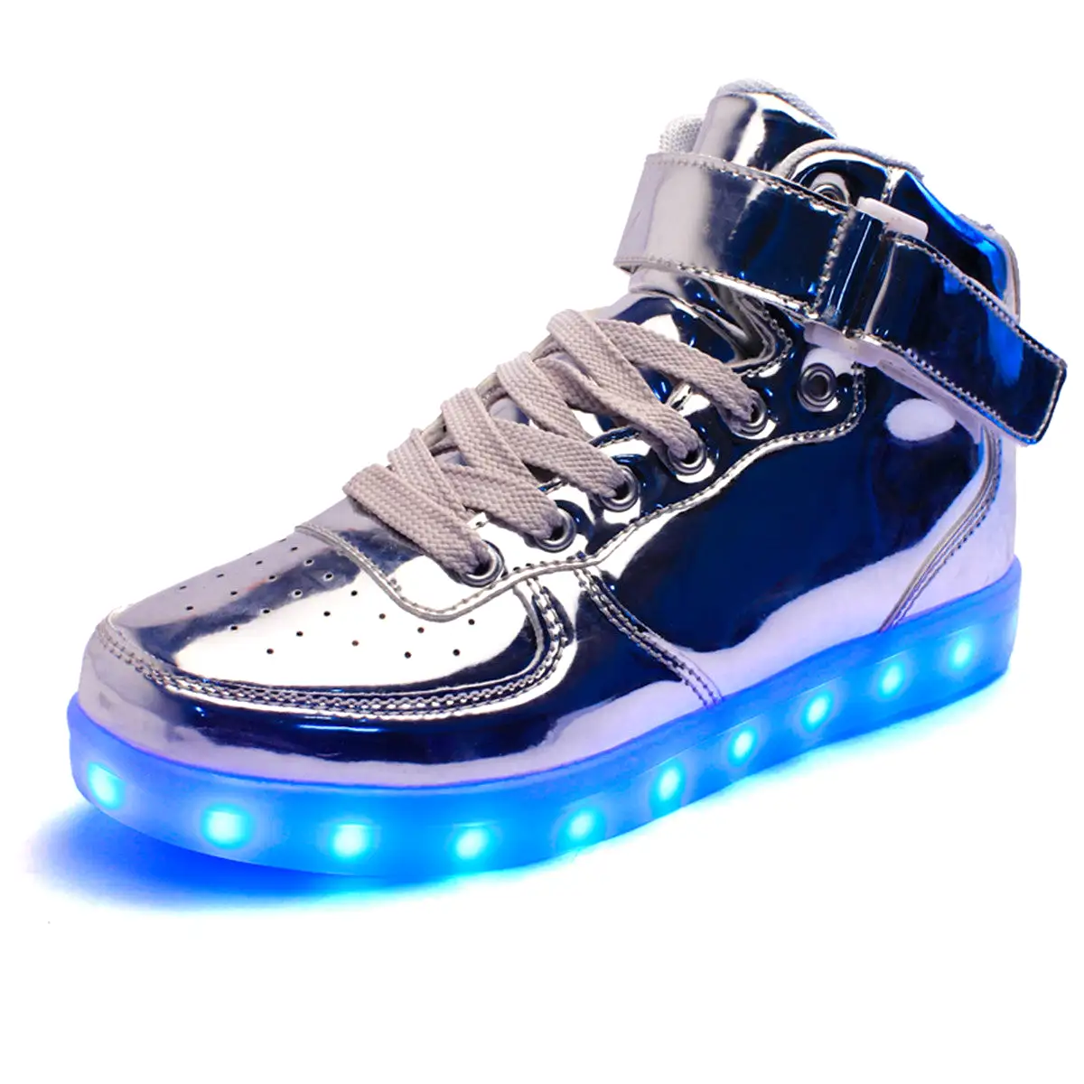 DoGeek Men/Women Light up Shoes Metalic Silver For Adult Led Shoes 7 Colors Lights High Tops (Choose Half Size Up)