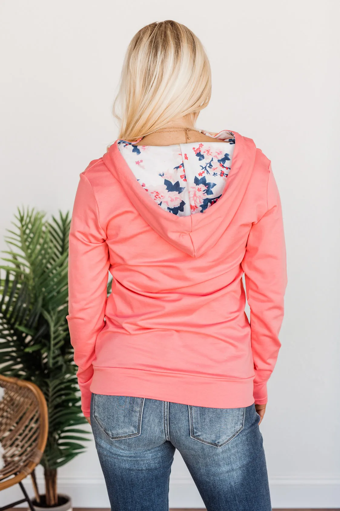 Easy To Love Quarter Zip Hoodie- Pink