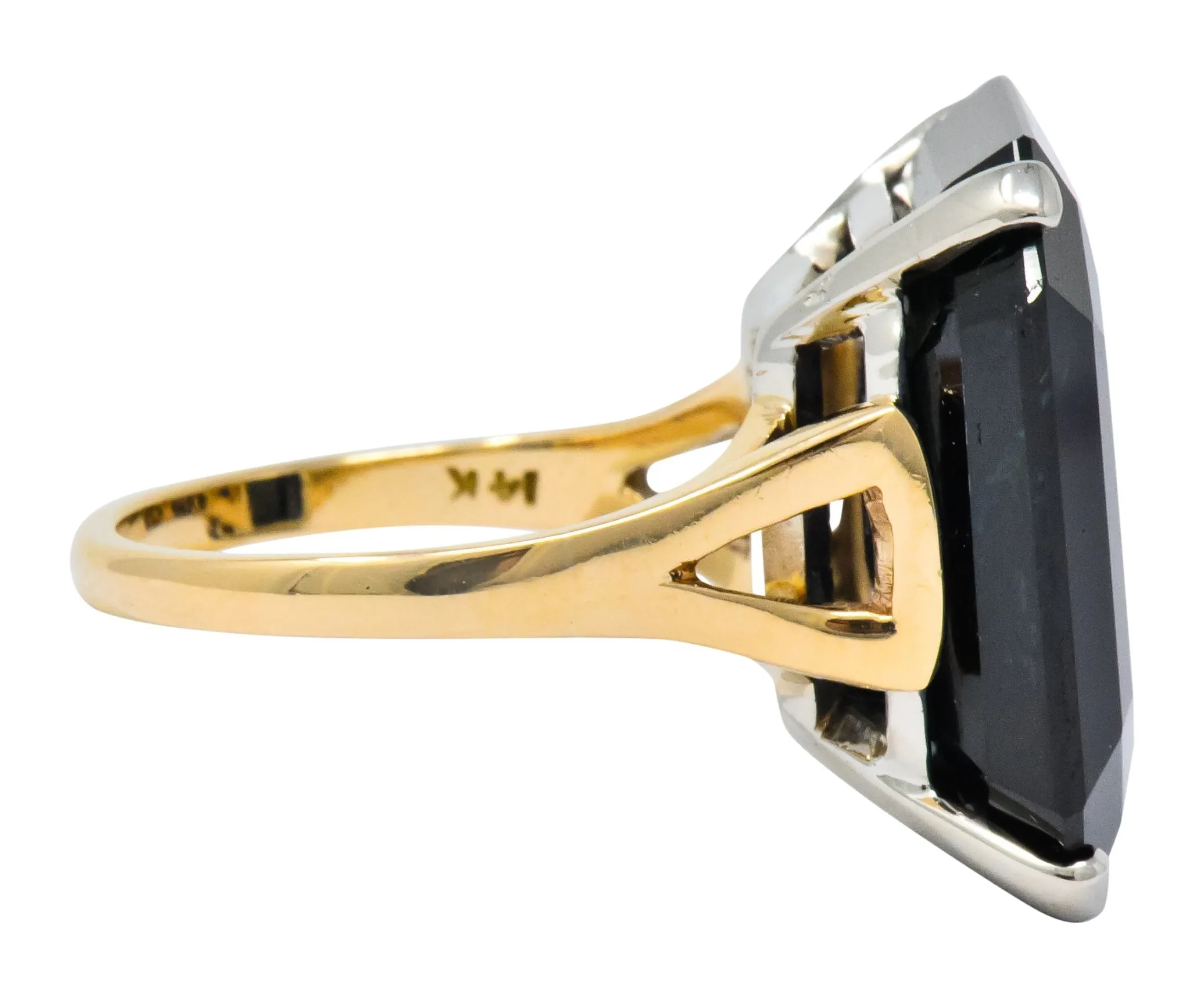 Edwardian 23.88 CTW No Heat Intaglio Sapphire Two-Tone 14 Karat Gold Ring GIA