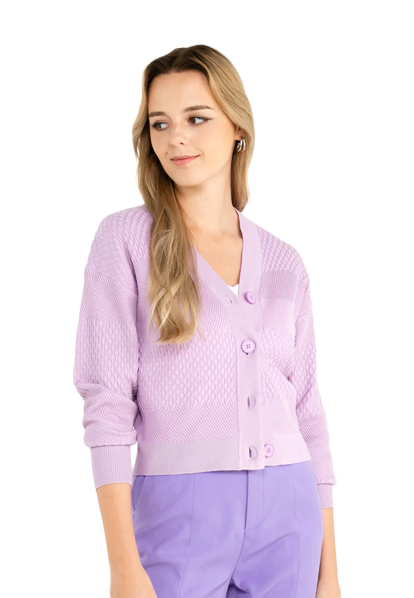 ELLE Apparel Button Up Relaxed Knit Cardigan