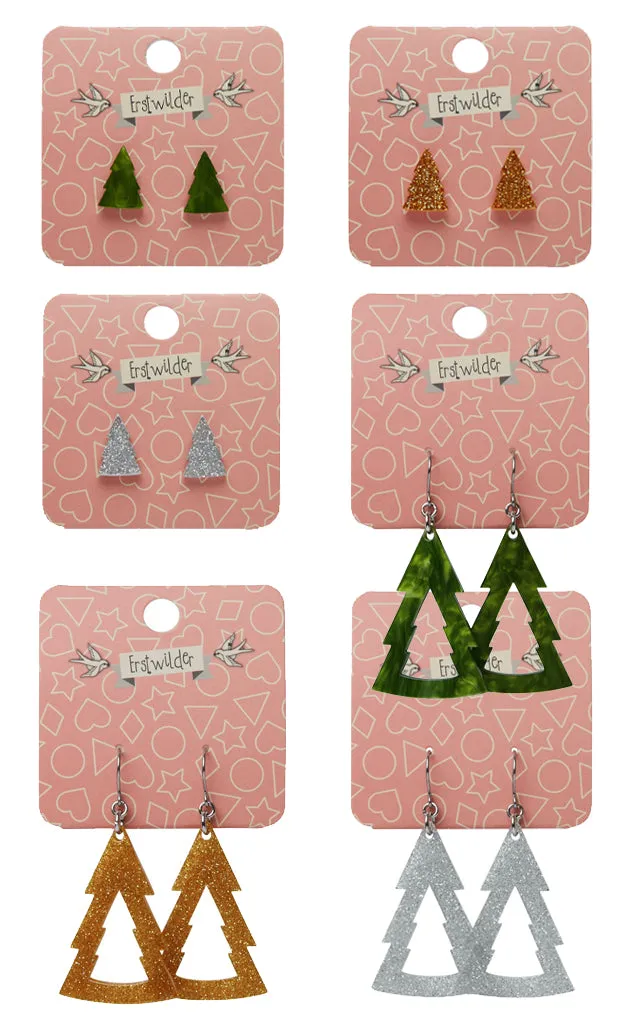 Erstwilder Christmas Essential Earrings - Tree Studs & Drops