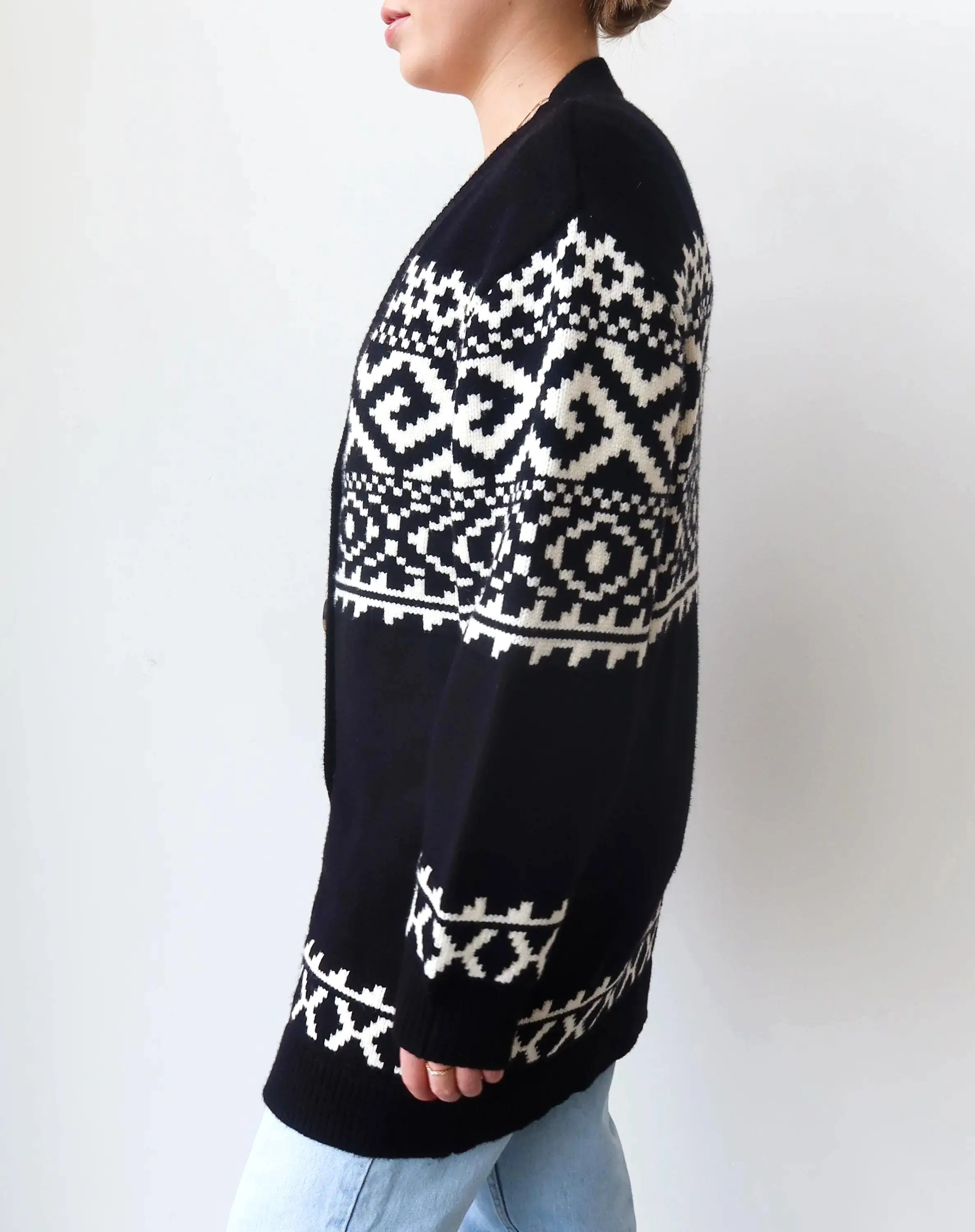 Fair Isle Oversized Knit Cardigan (SALE)