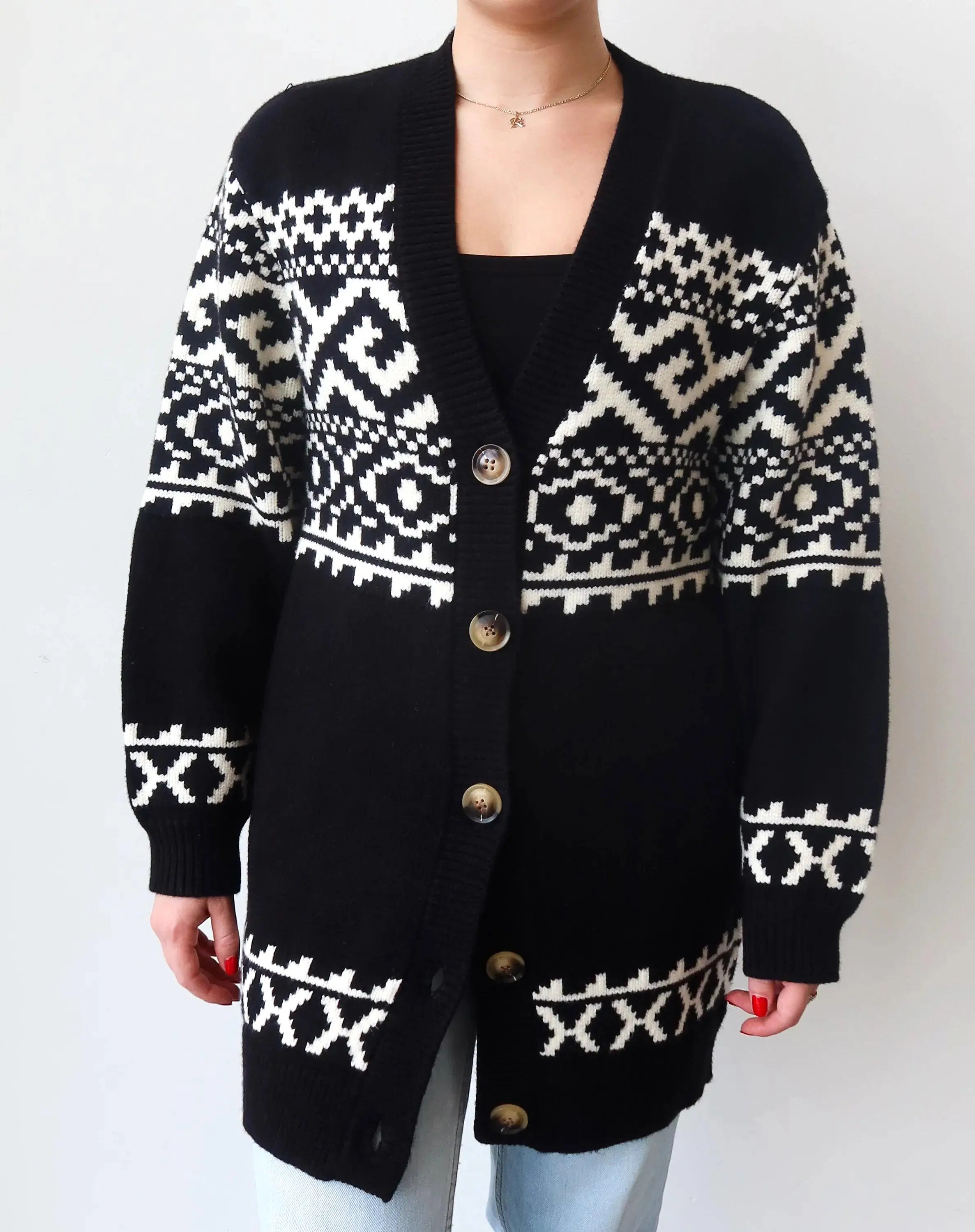 Fair Isle Oversized Knit Cardigan (SALE)