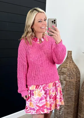 FINAL SALE - Pink Semi Sheer Summer Sweater