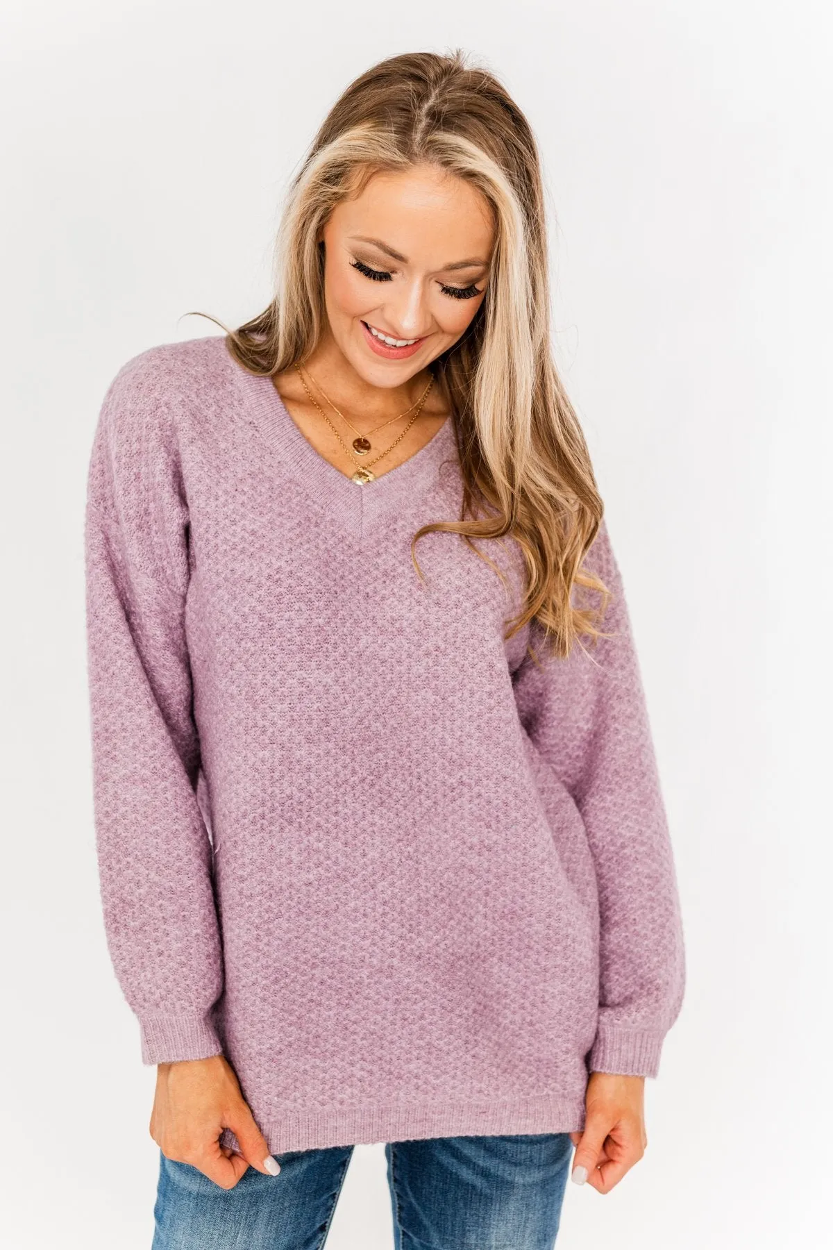 Find Your Joy Thick Knit Sweater- Lavender