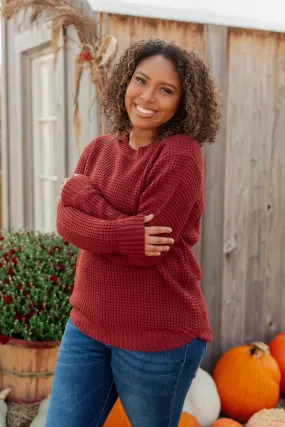 First Look Thick Knit Sweater- Deep Brick