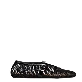 Fishnet Ballet Flats, Black