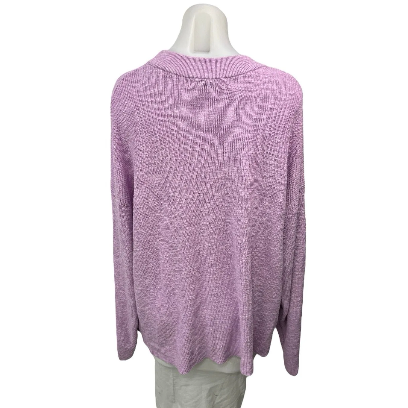 Free People Women's Purple Knitted Crew Neck Long Sleeve Pullover Sweater Top M