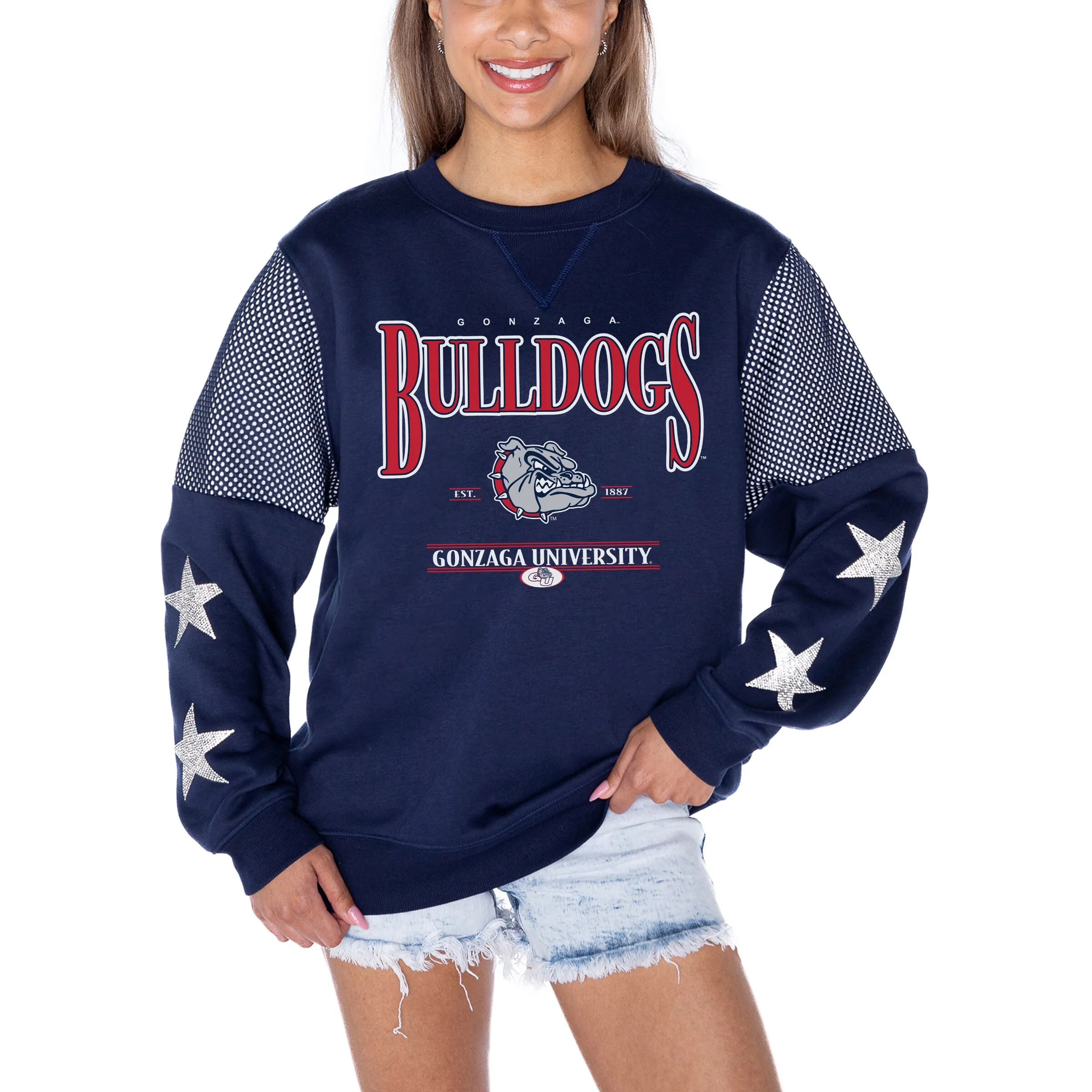 Gameday Couture Gonzaga Bulldogs Women's Navy Shining Spirit Fleece Pullover Sweatshirt