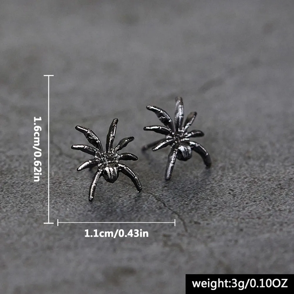 Goth Cool Unusual Spider Black Halloween Stud Earrings