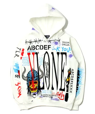 Graffiti Casual plus Velvet Hooded Men's Hoodie