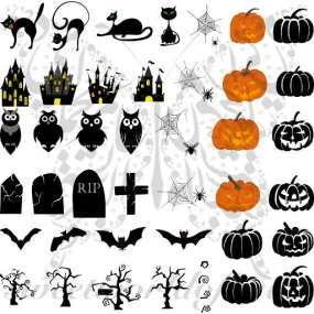 Halloween Nail Art Assortment Pumpkins and Owls Water Slides