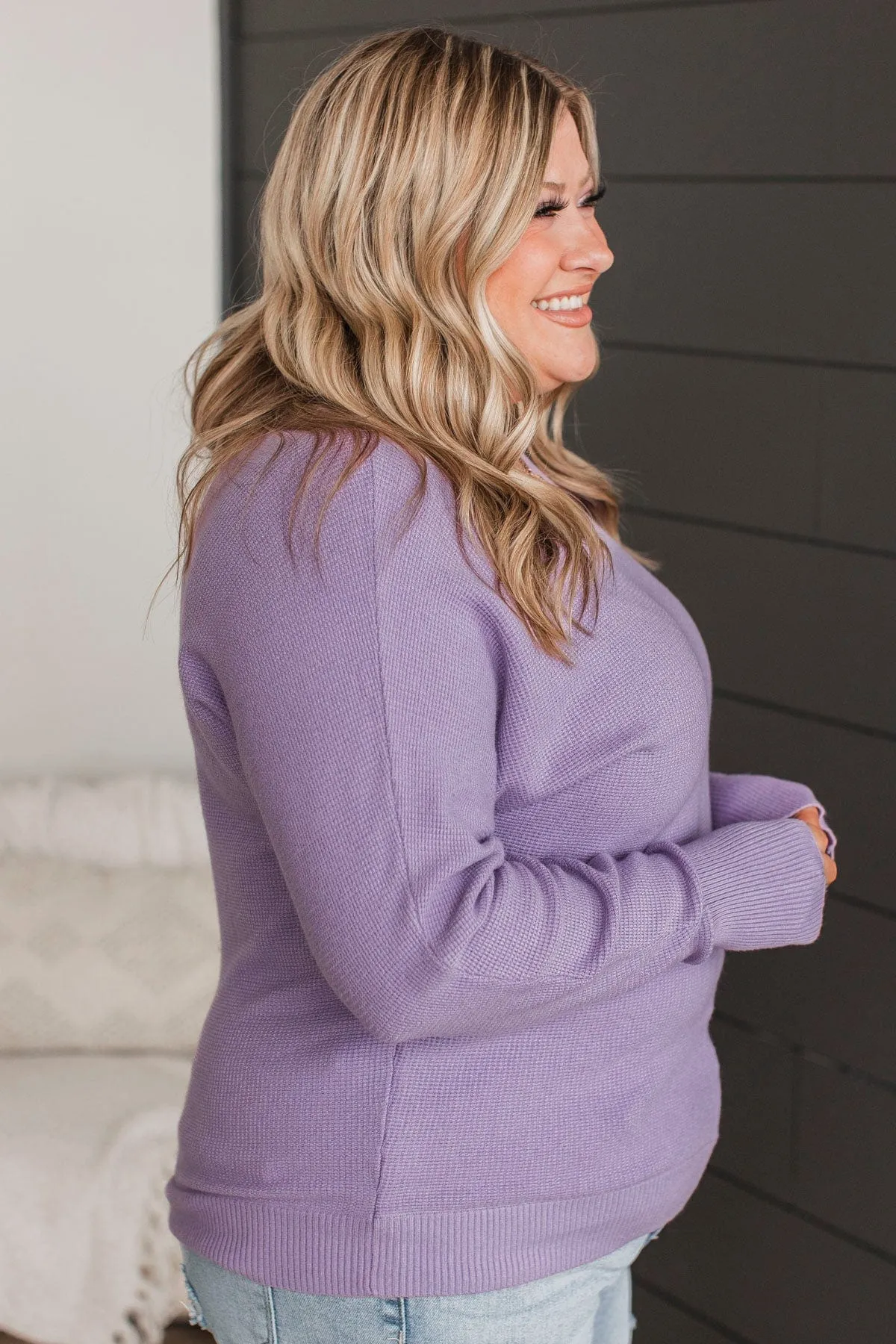 Hearts Beat Together Knit Sweater- Lavender