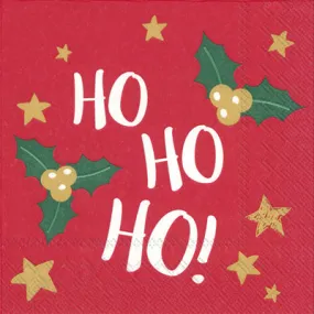 Ho Ho Ho Red Cocktail Napkins