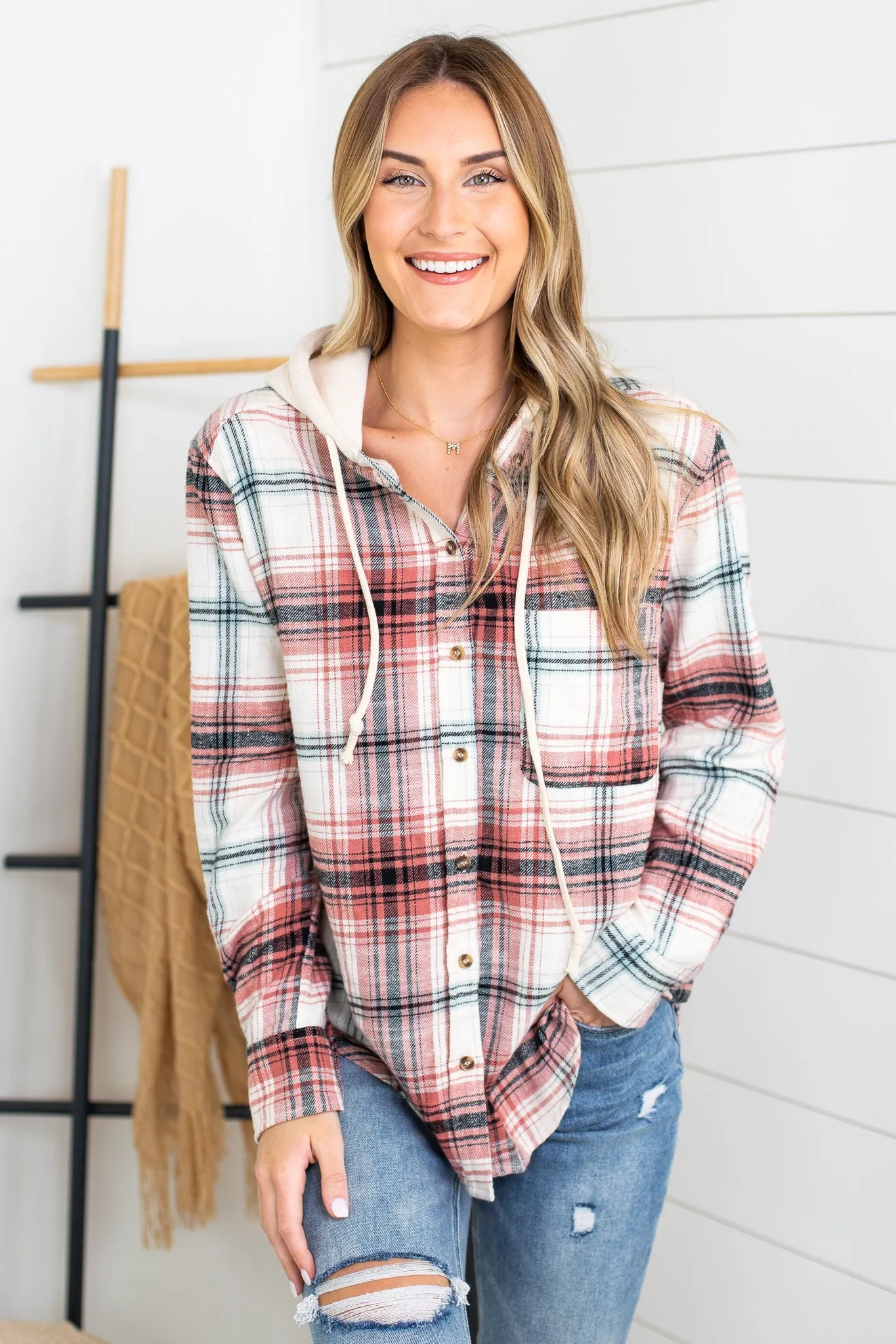 Howdy Plaid Hooded Top