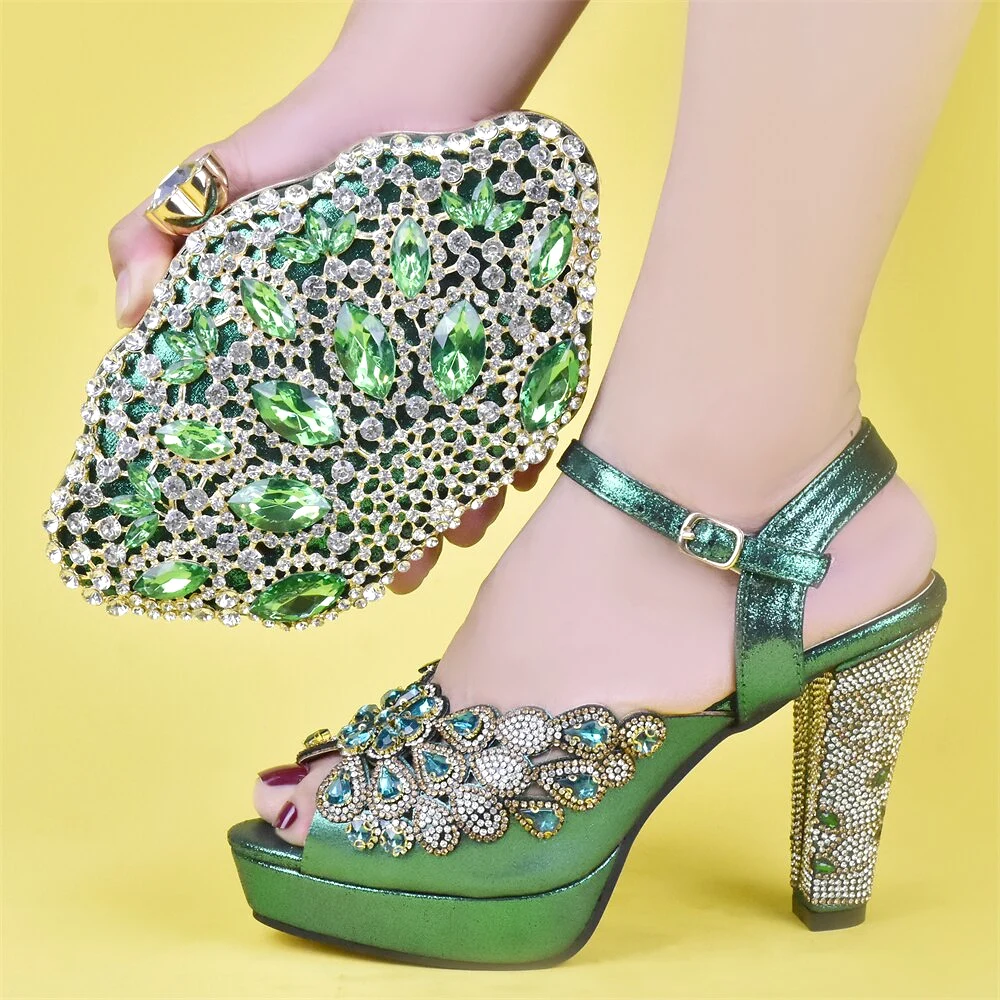 Italian Shoe and Bag  with Rhinestone Luxury Shoes