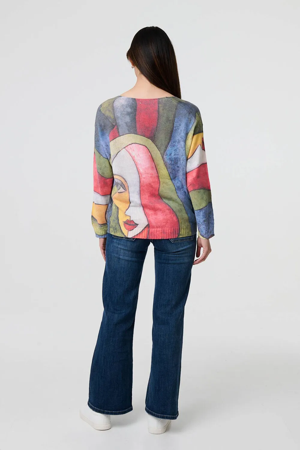 Izabel London - Abstract Print Long Sleeve Knit Jumper