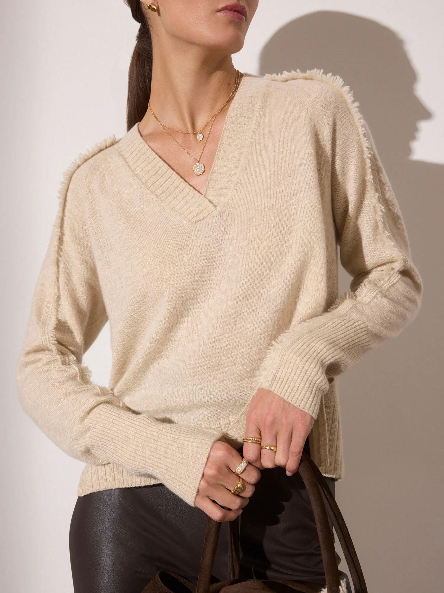 Jolie Fringe Vee Sweater