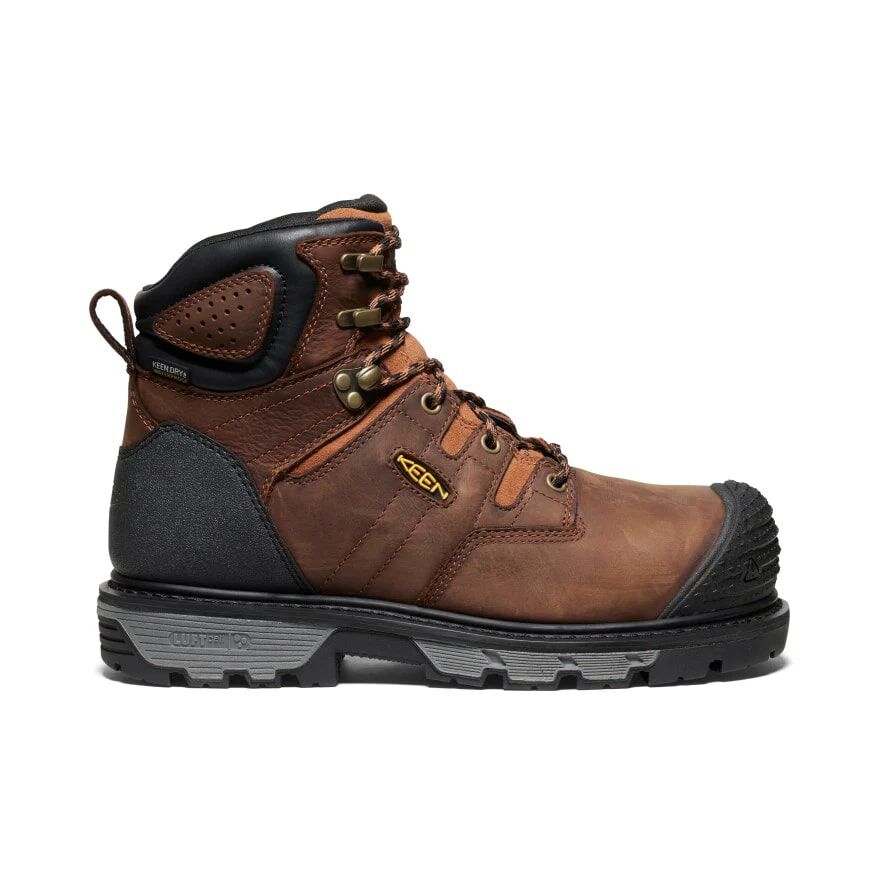 Keen Men's Camden 6-In Waterproof Carbon Fiber Toe Boot in Leather Brown