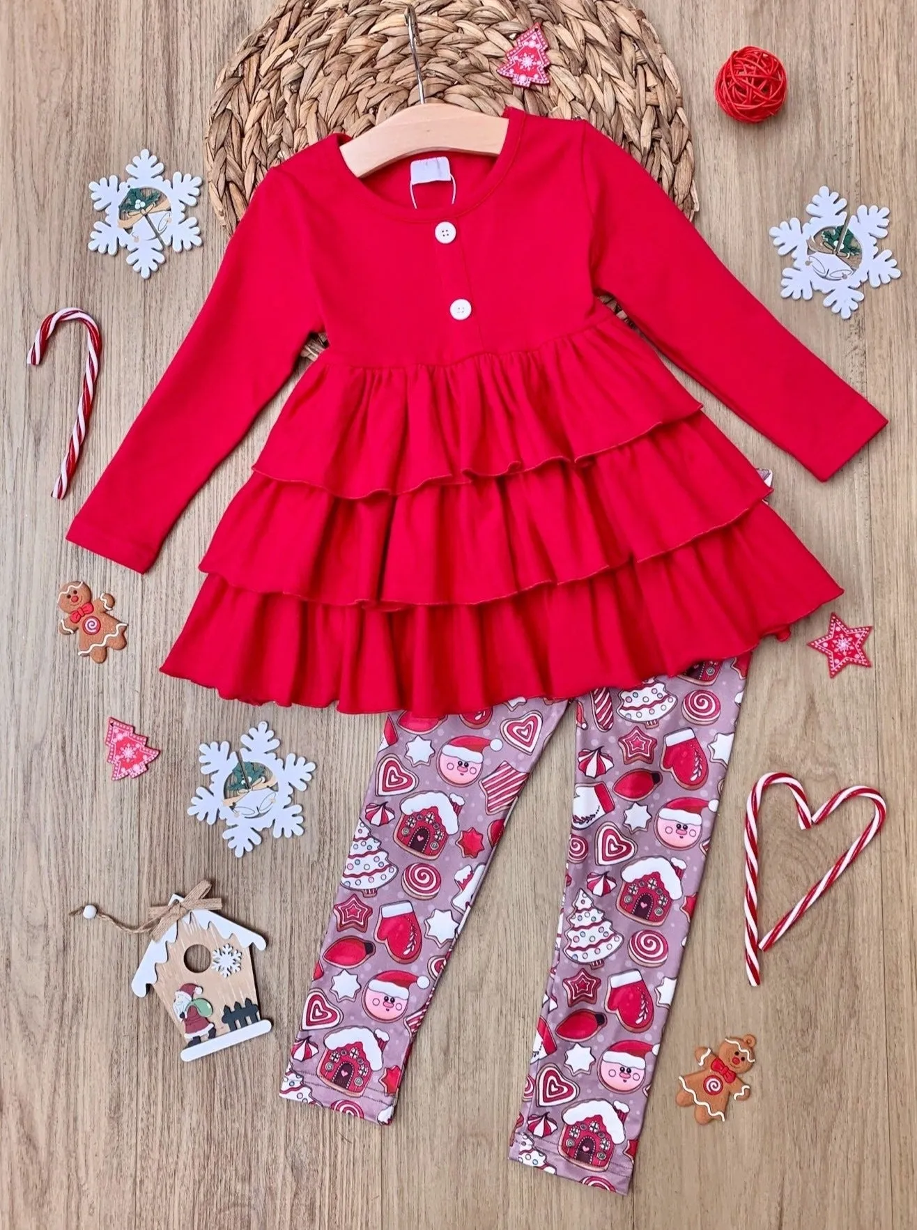 Keep It Festive Tiered Ruffle Top and Legging Set