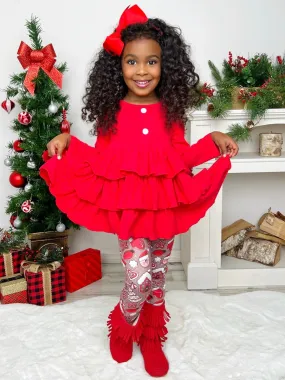 Keep It Festive Tiered Ruffle Top and Legging Set