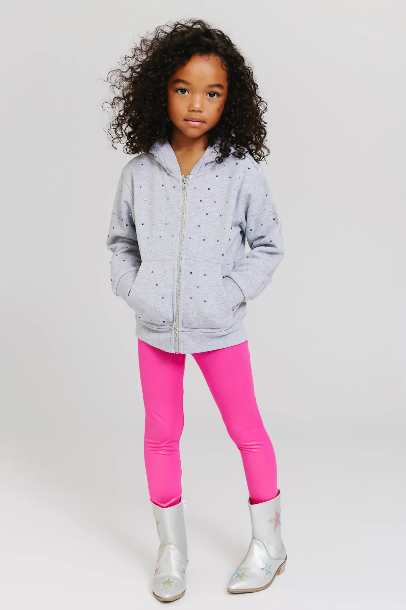 Kids TLC Foil Legging in Terez Pink Sparkle