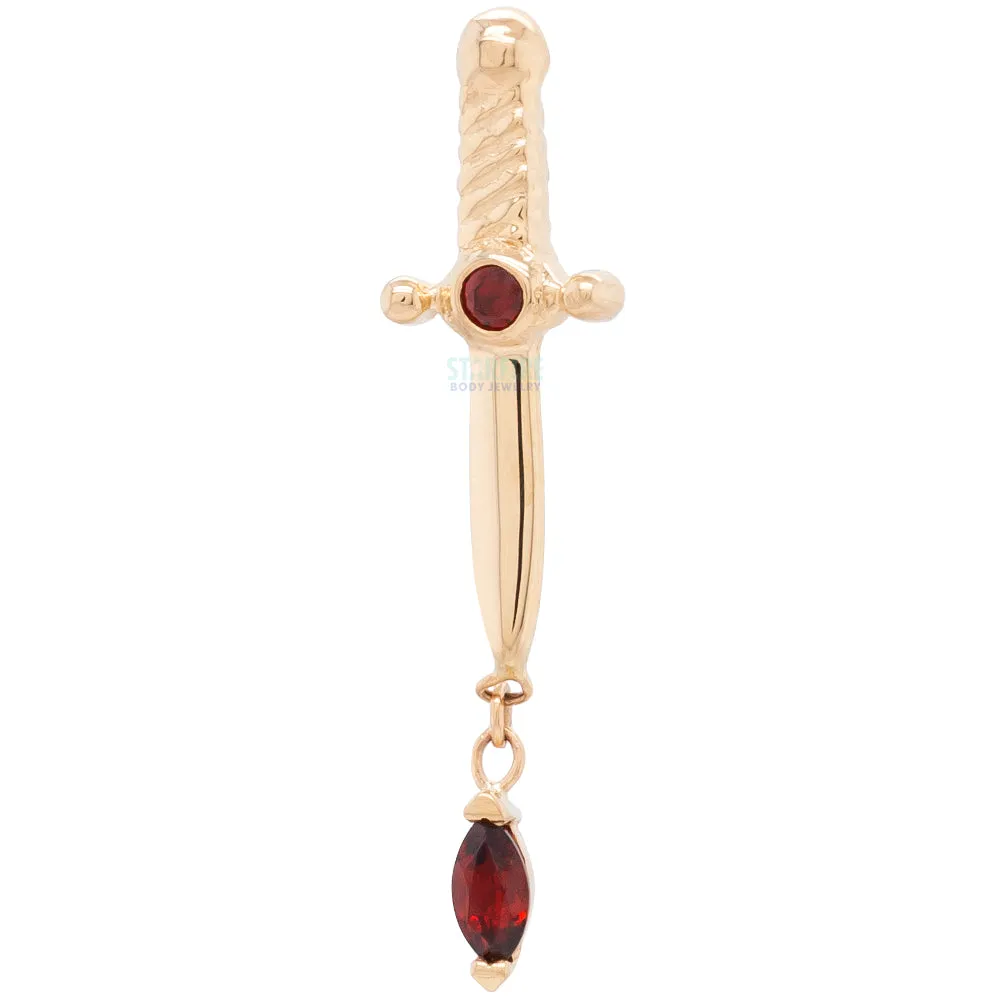 Kiss of Death Threaded End in Gold with Double Garnet