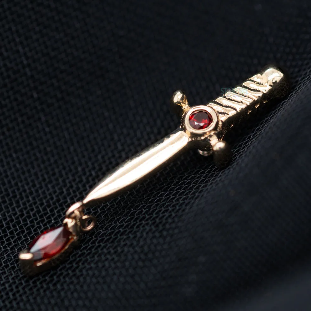 Kiss of Death Threaded End in Gold with Double Garnet