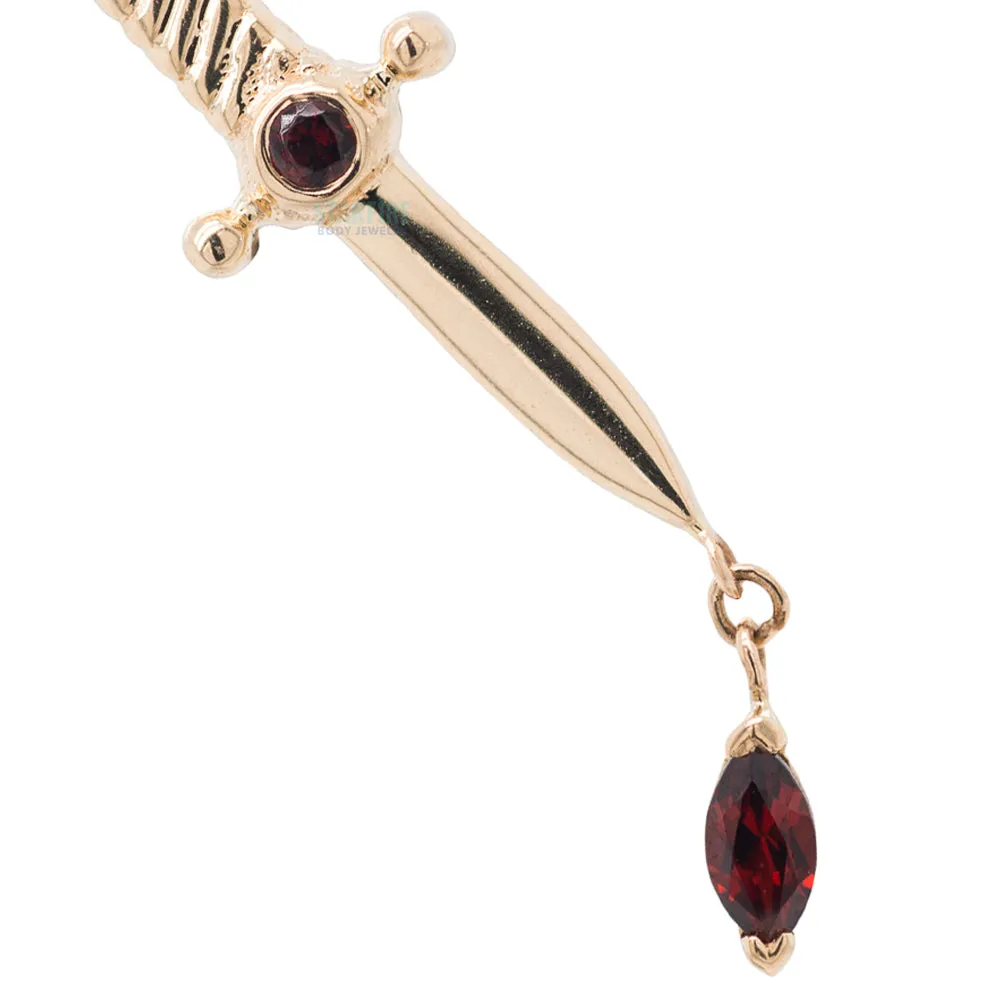 Kiss of Death Threaded End in Gold with Double Garnet