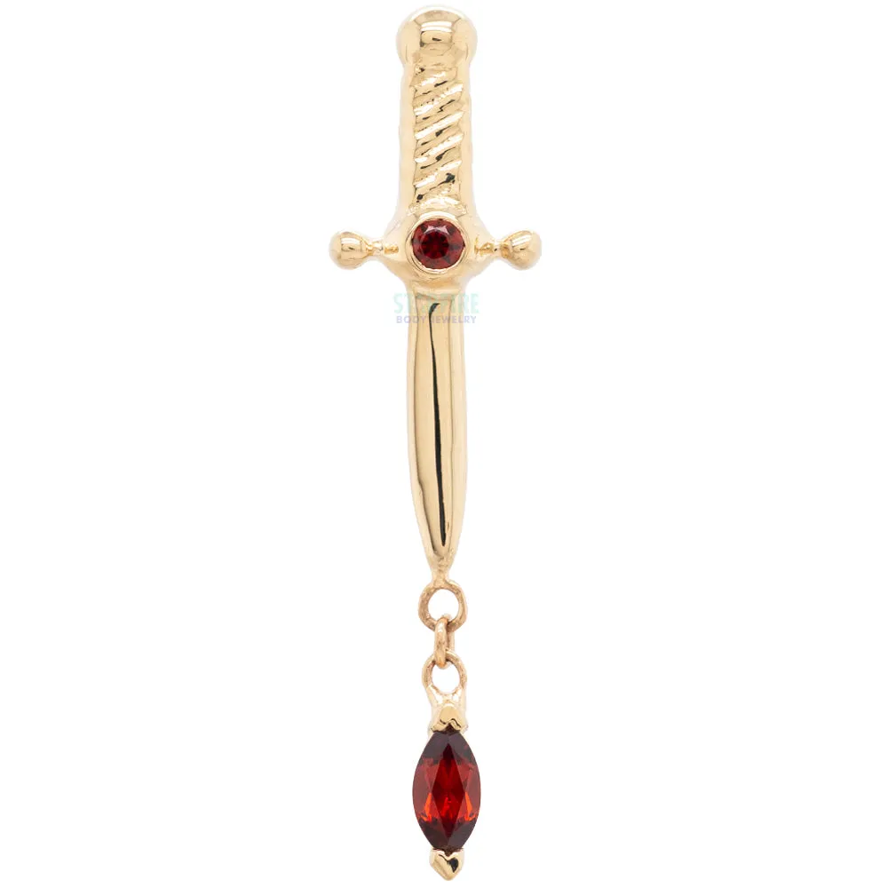 Kiss of Death Threaded End in Gold with Double Garnet