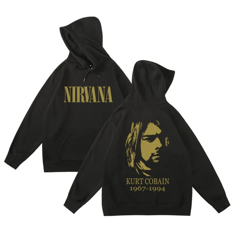 KURT COBAIN FLEECE-LINED HOODIE - BLACK