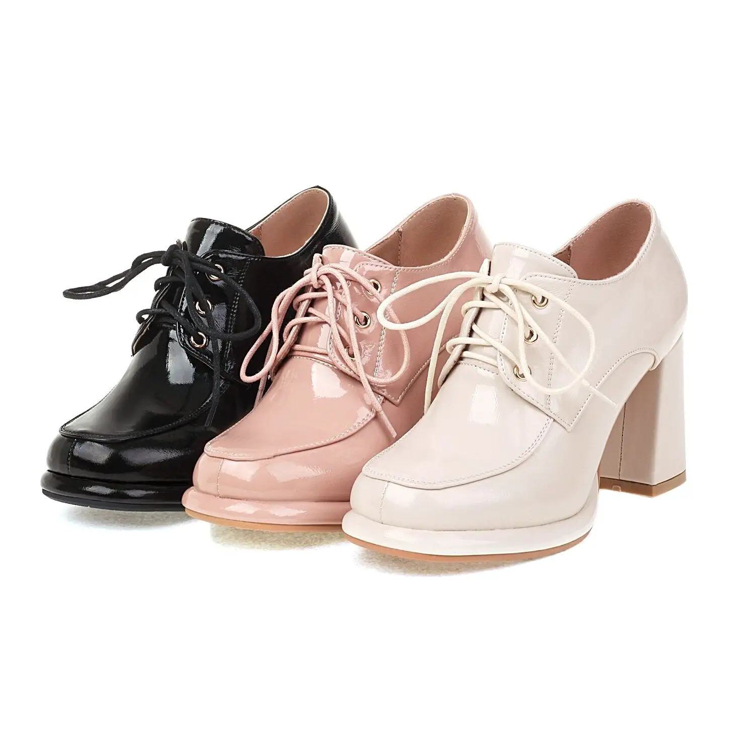 Lace up Thick heel Platform shoes