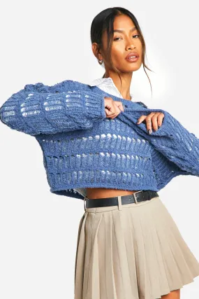 Ladder Crochet Crop Sweater