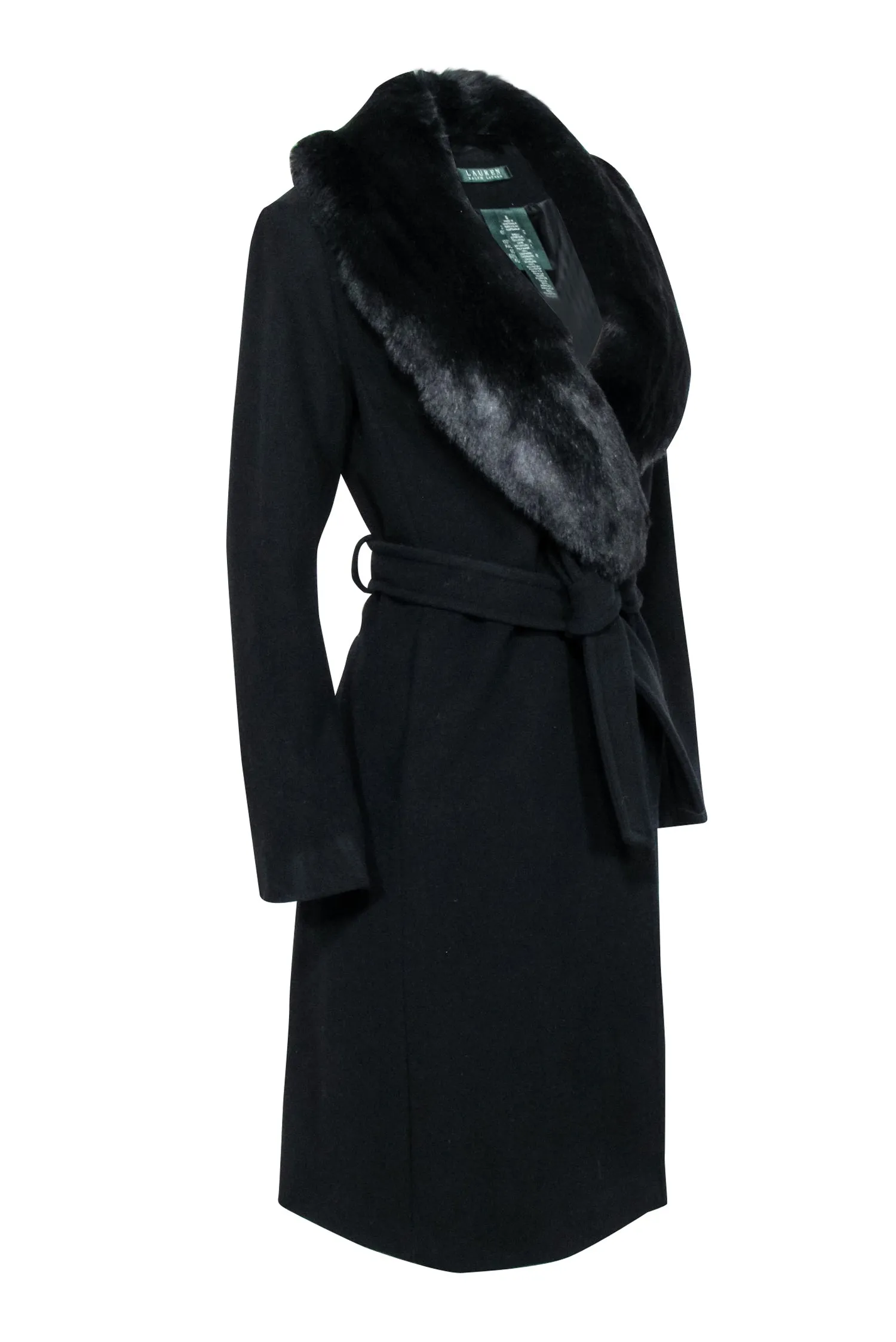 Lauren Ralph Lauren - Black Faux Fur Trim Coat Sz 6