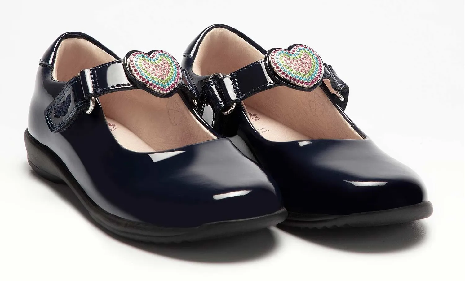 LELLI KELLY LK 8105 VALENTINA HEART INTERCHANGEABLE STRAP SHOES F FIT NAVY PATENT