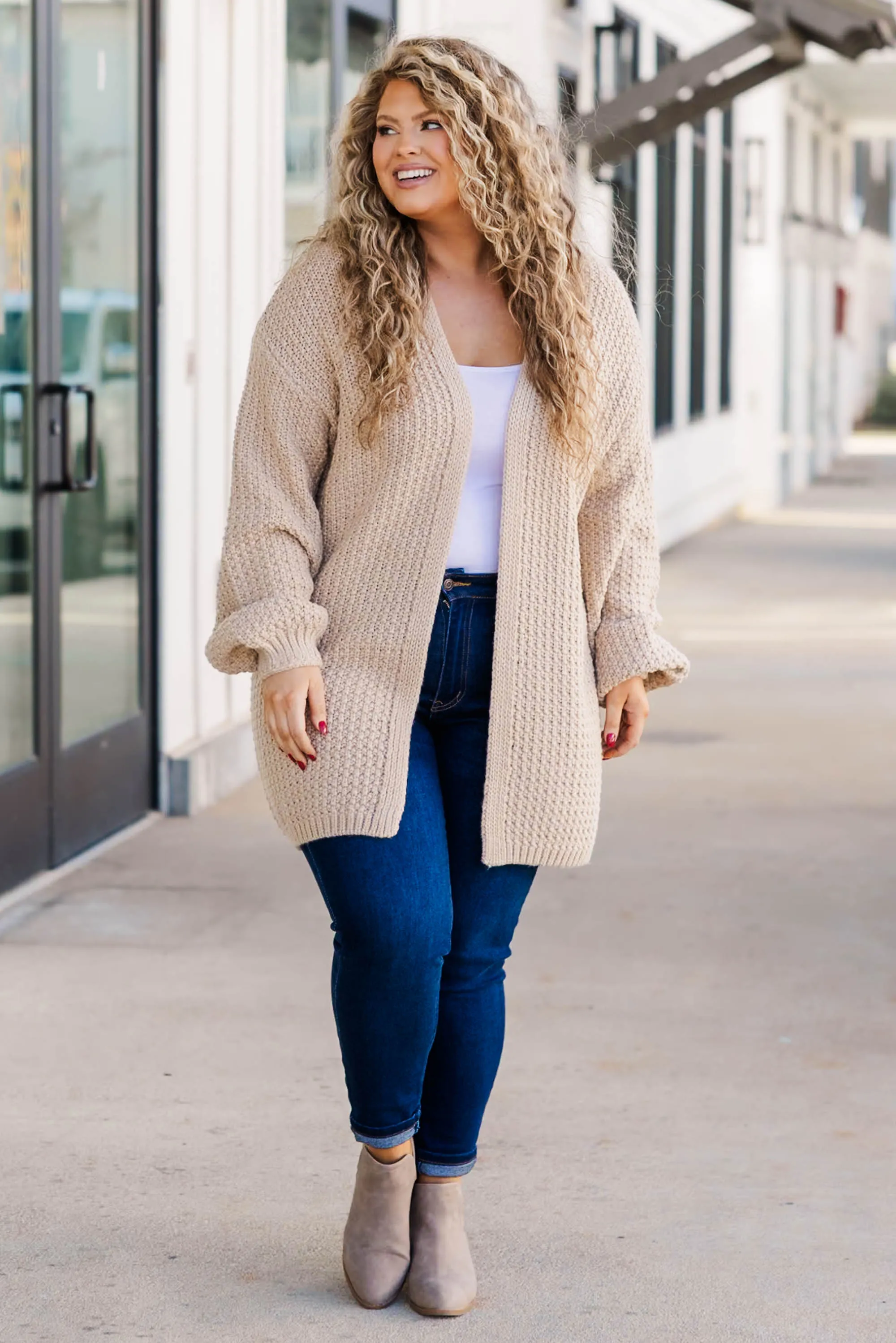 Love Quotes Cardigan, Tan