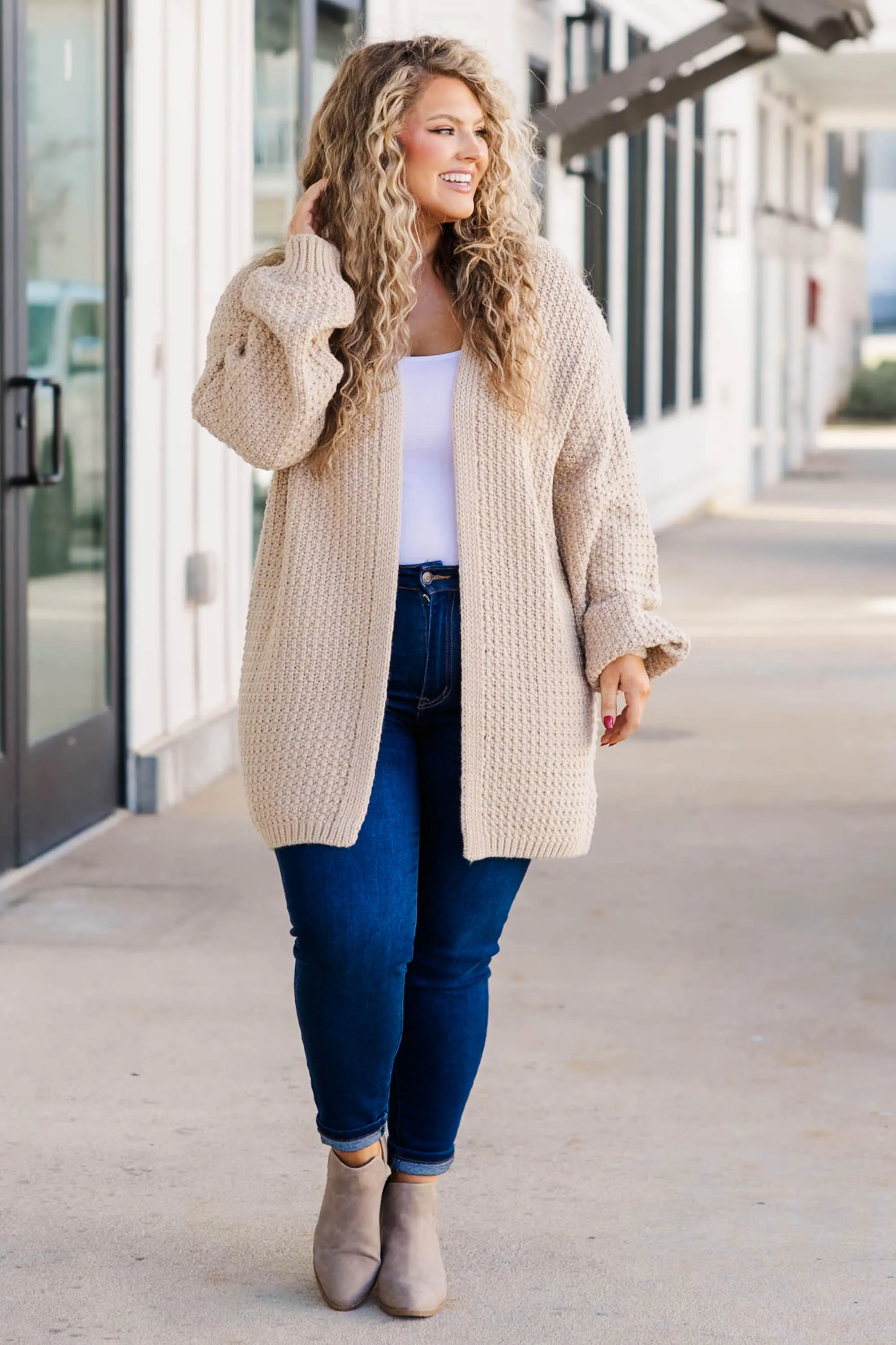 Love Quotes Cardigan, Tan