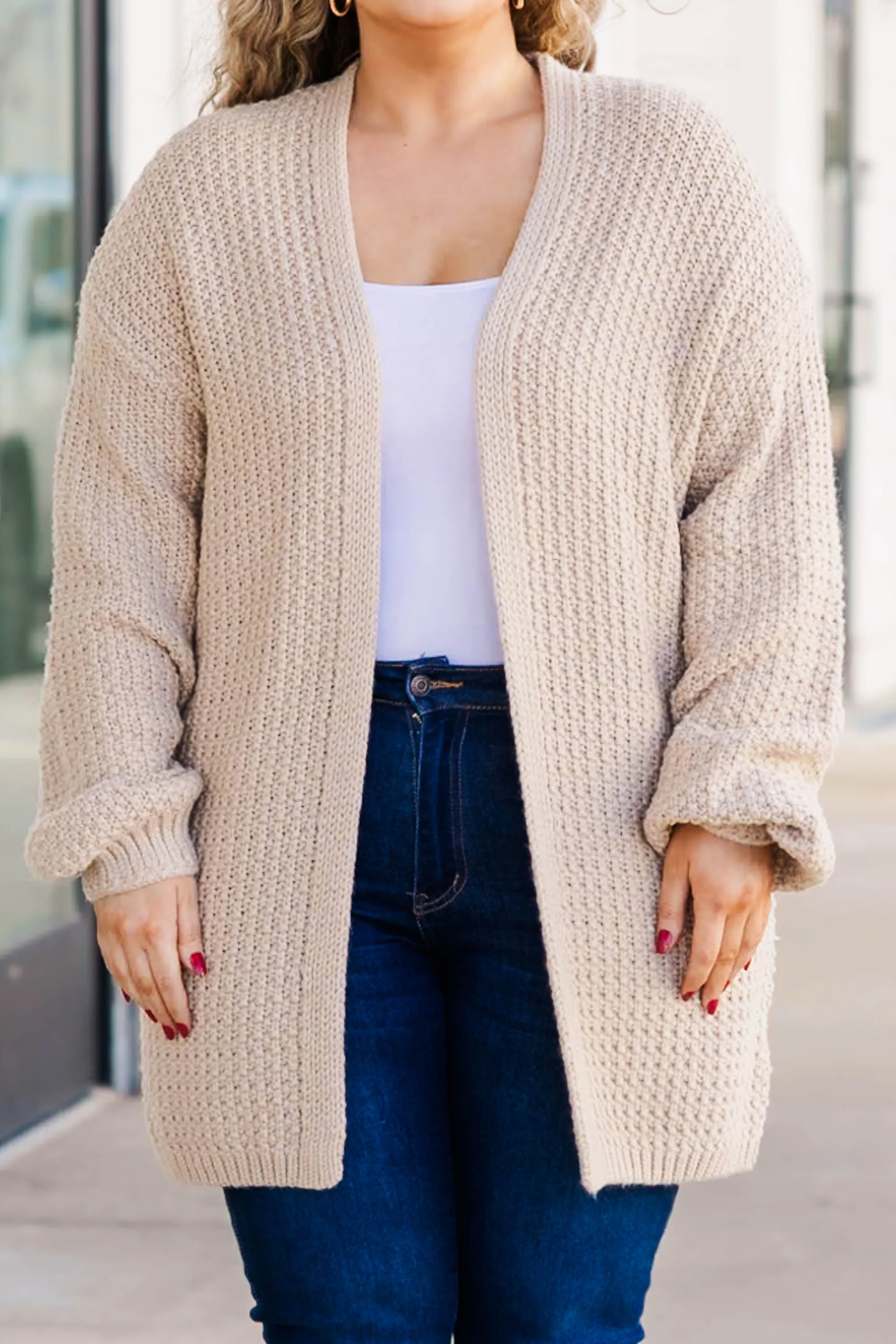 Love Quotes Cardigan, Tan