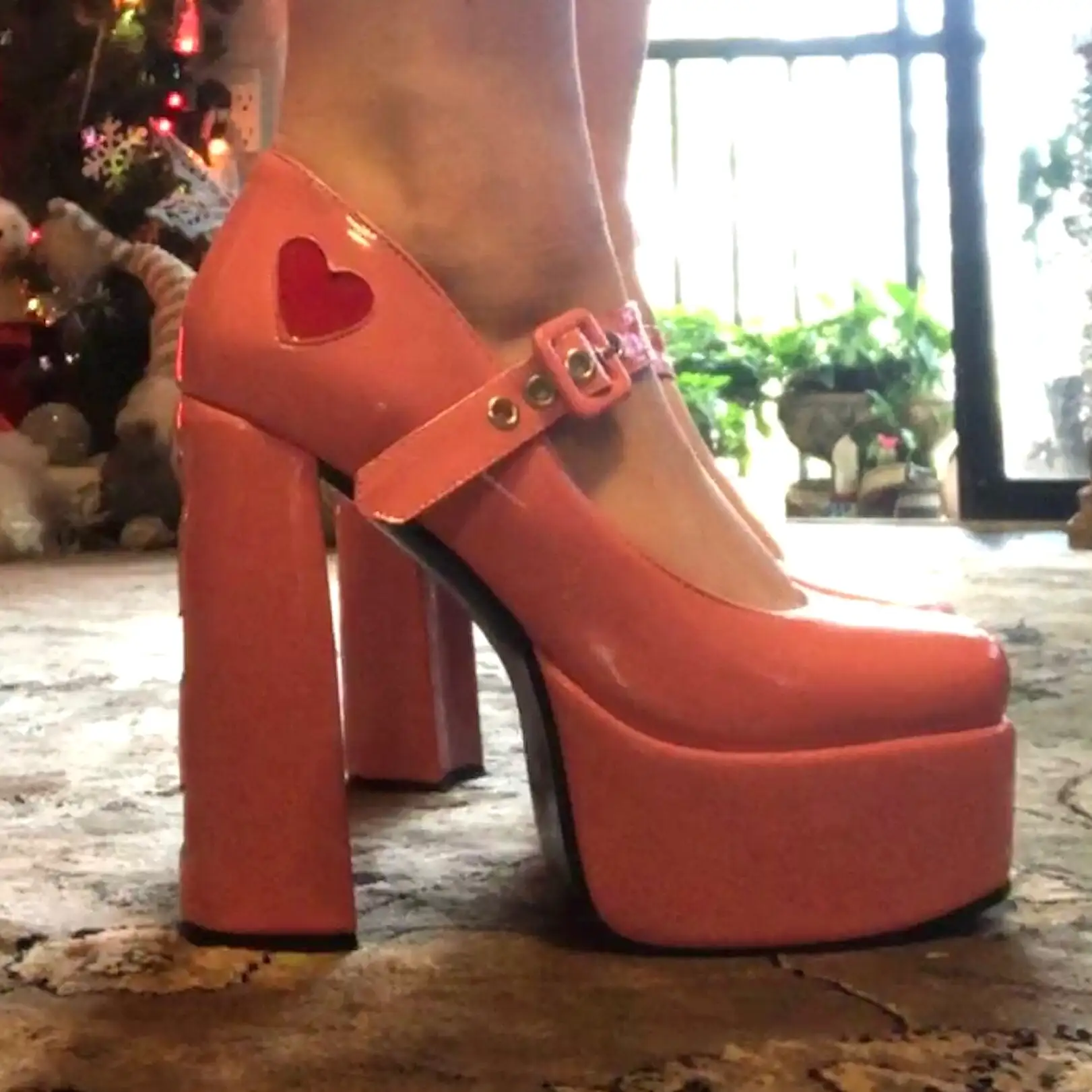 Marry Janes Buckle Platform Punk Chunky Pink Shoes