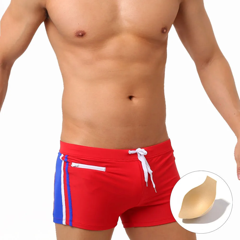 Men's Printed Boxer Trunks Breathable Push-up Swimwear Beach Shorts